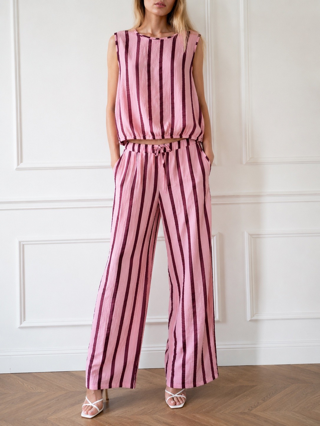 Grossiste LULUBY - Ensemble en gaze de coton à rayures