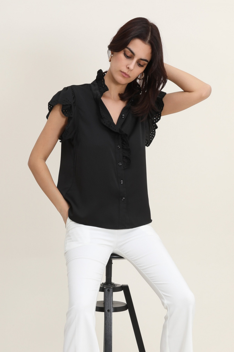 Grossiste Lulumary - Blouse brodée à volants