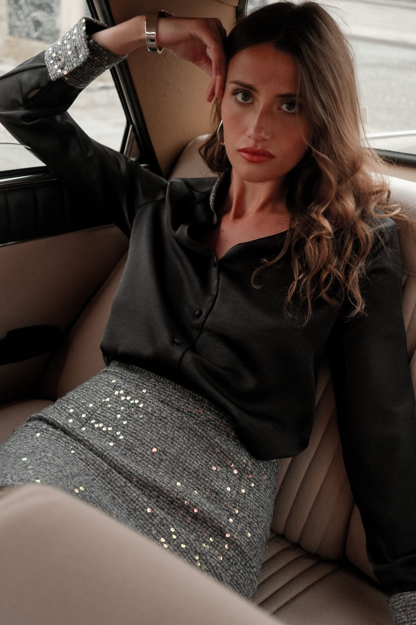 Wholesaler Lulumary - Sequin Collar Shirt CH378