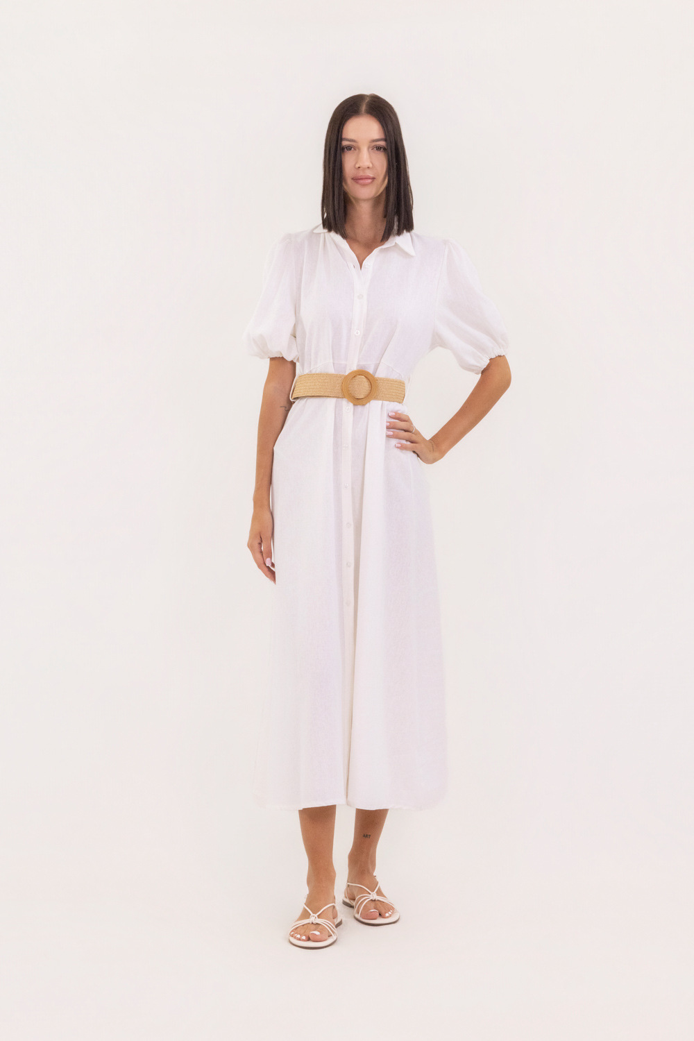 Wholesaler LUMA - Long dress with puff sleeves and waist belt