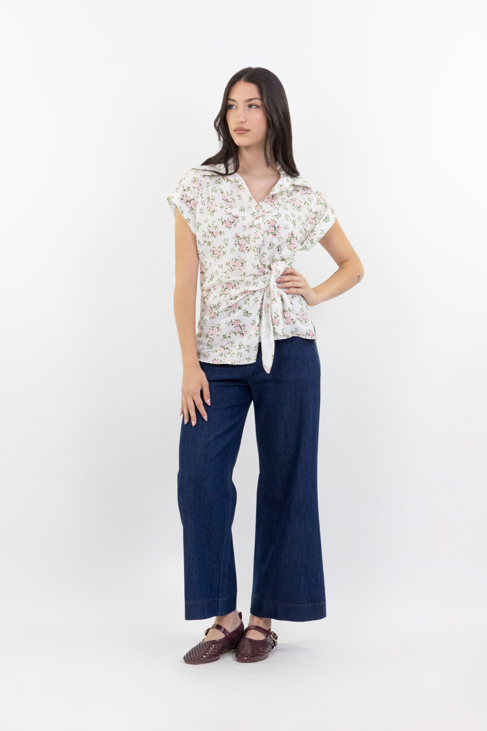 Mayorista LUMA - Blusa estampada con lazo lateral en la cintura