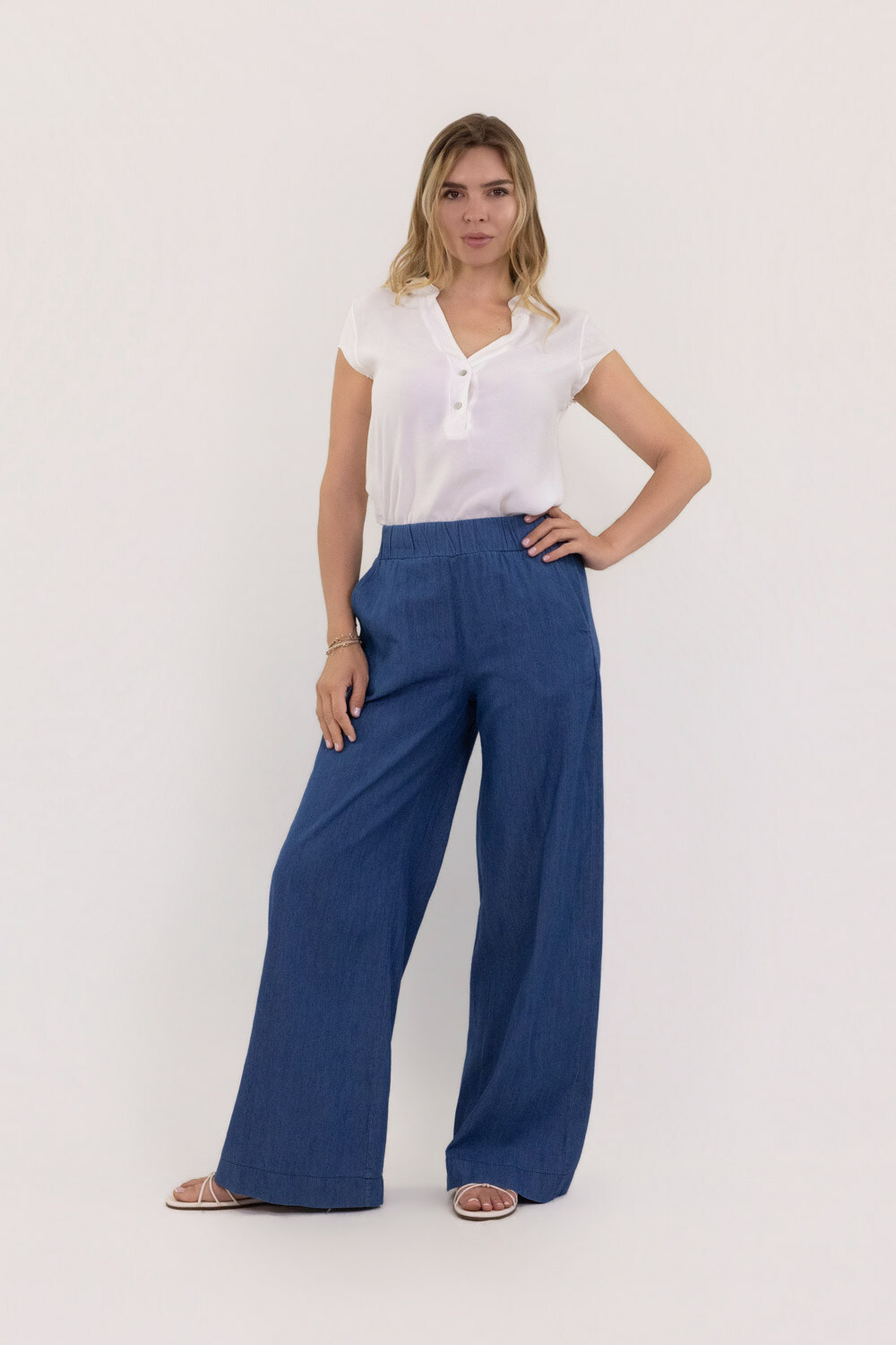 Wholesaler LUMA - Wide-leg denim pants with elastic waistband