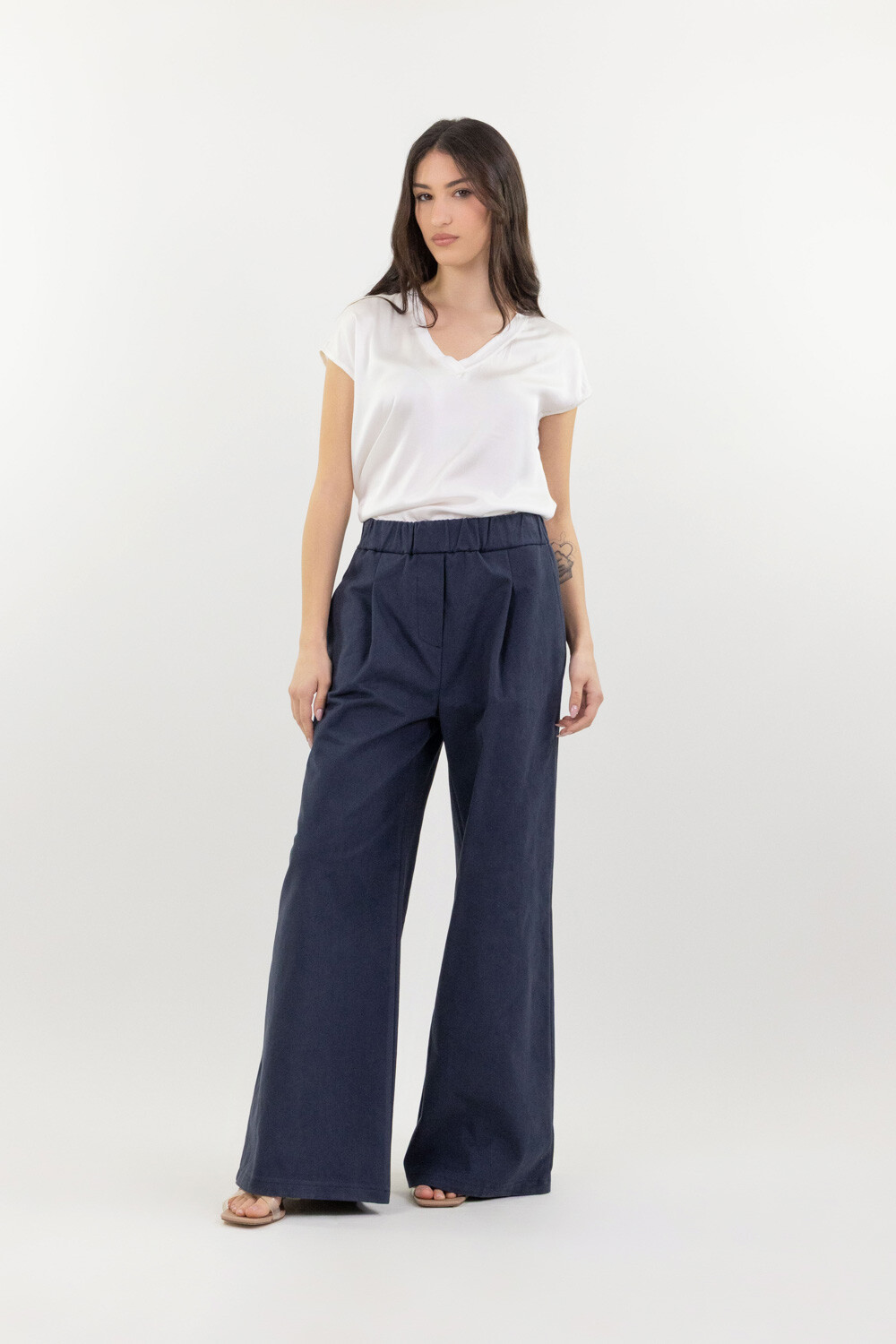 Grossiste LUMA - Pantalon large avec taille élastique et pinces