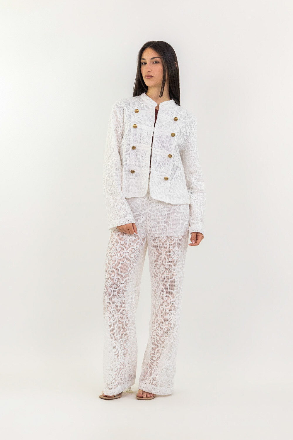 Mayorista LUMA - Chaqueta perforada con abotonadura estilo militar