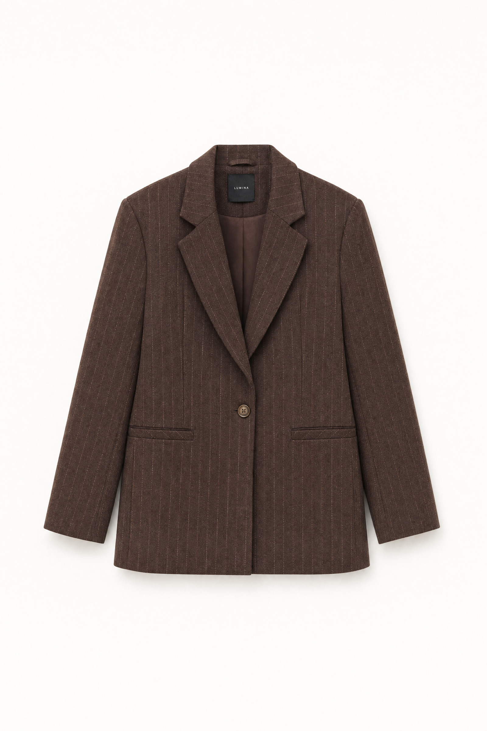 Grossista LUMINA - Blazer gessato in misto lana con revers