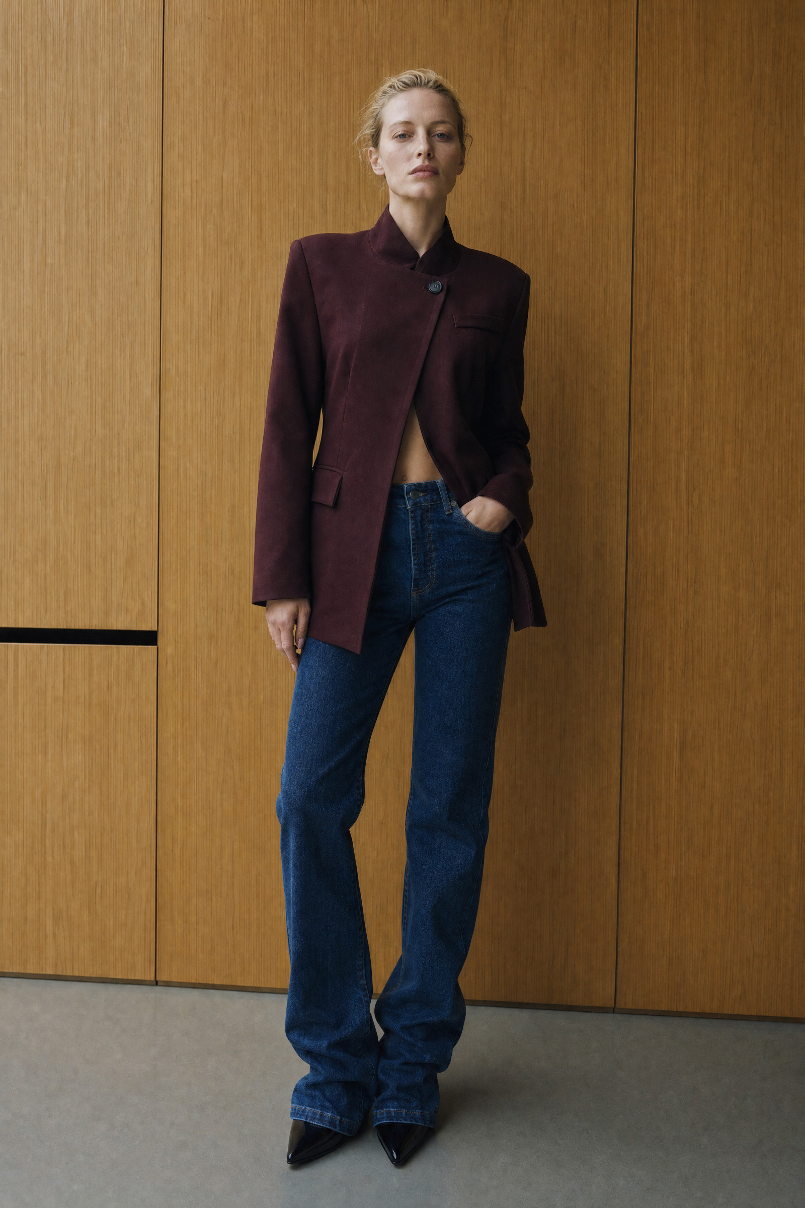 Grossiste LUMINA - Blazer à manches longues avec col droit style oriental
