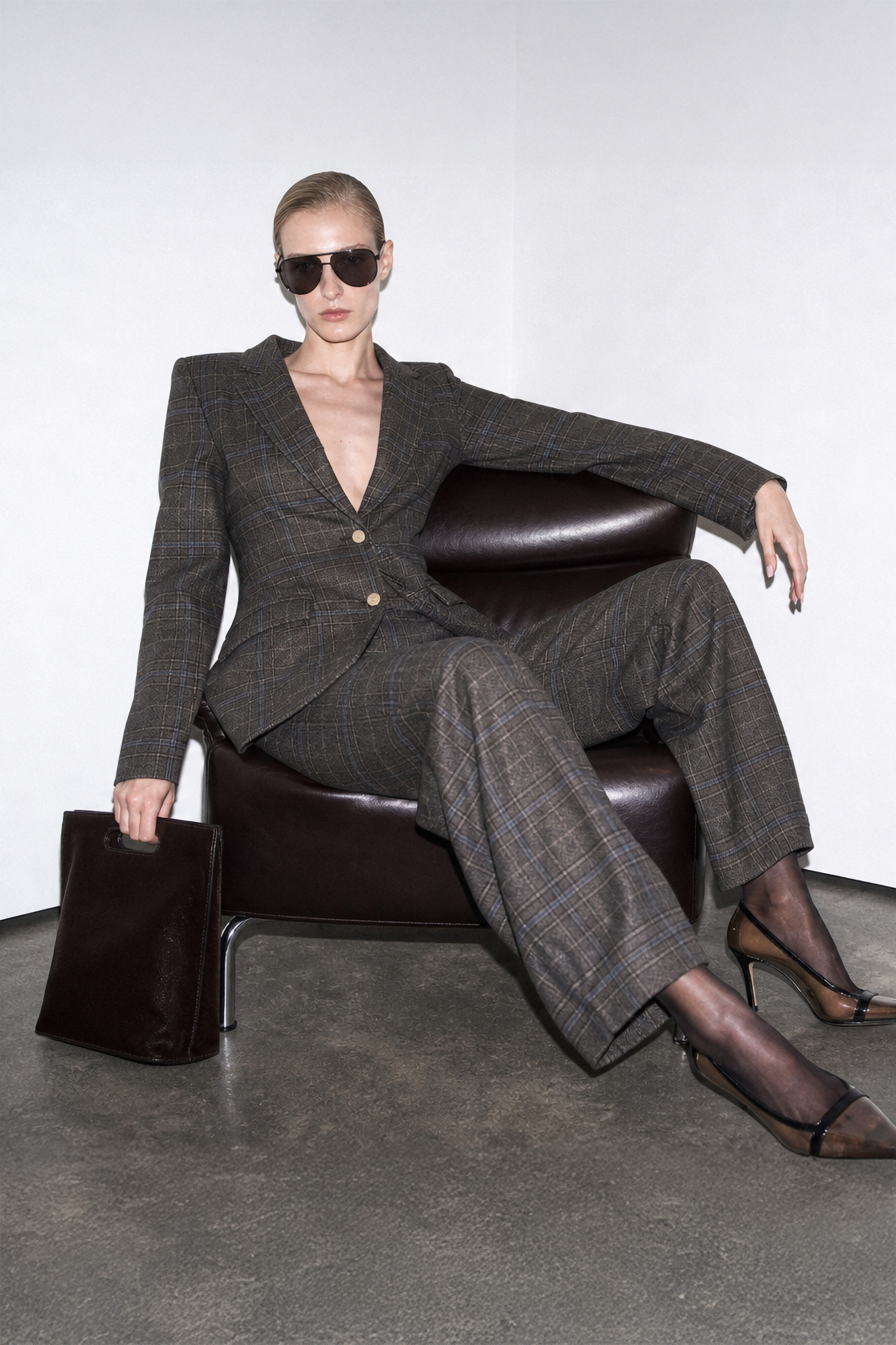 Wholesaler LUMINA - Viscose blend blazer with plaid pattern