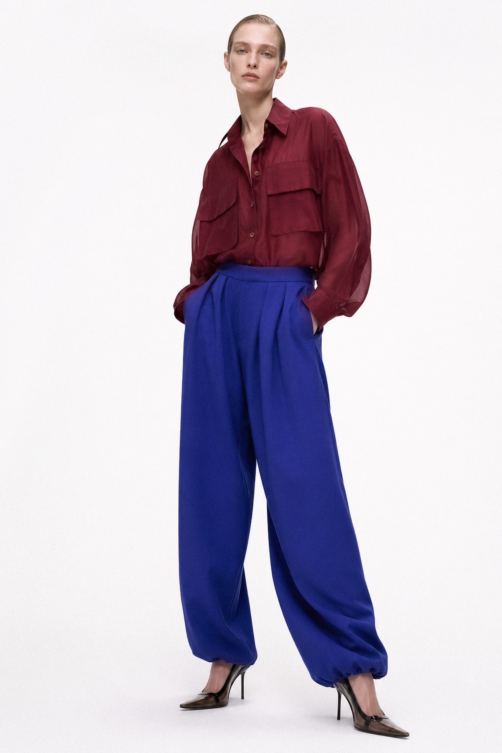 Wholesaler LUMINA - Shirt in lightweight semi-transparent satin fabric
