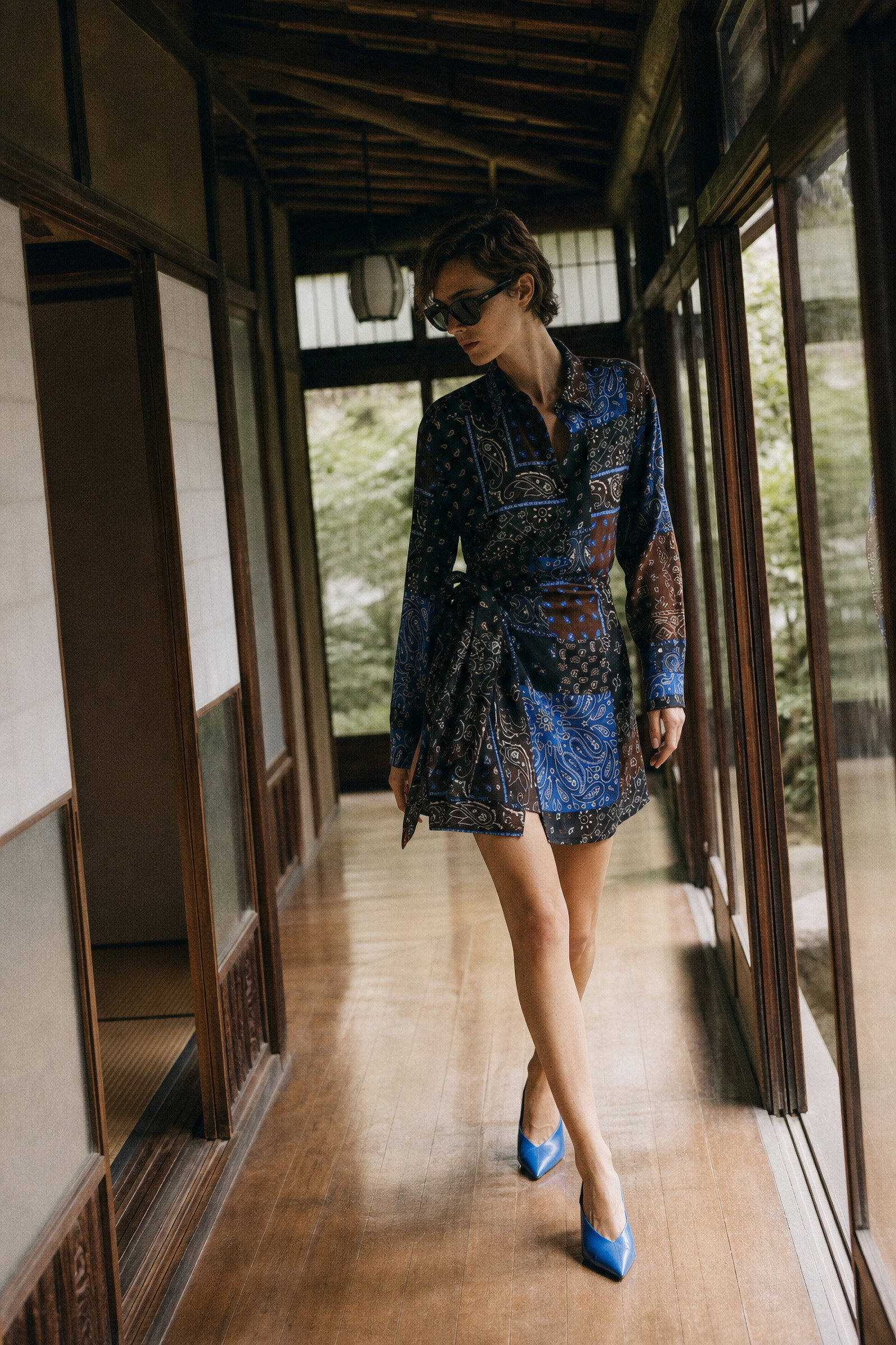 Wholesaler LUMINA - Shirt dress with patchwork pattern and multicolored paisley print