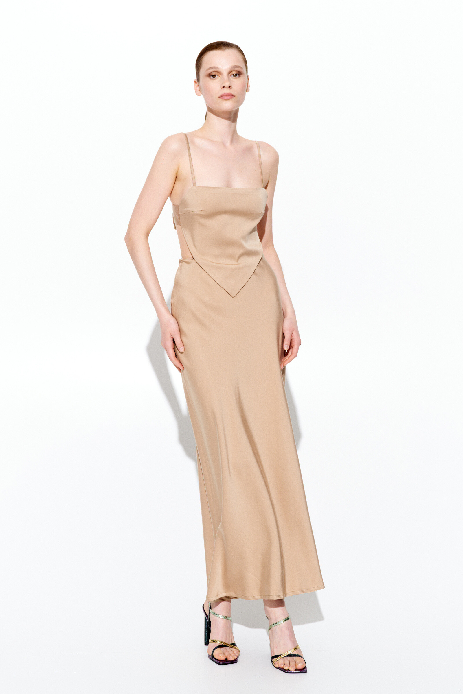 Wholesaler LUMINA - LONG SATIN DRESS WITH BOW