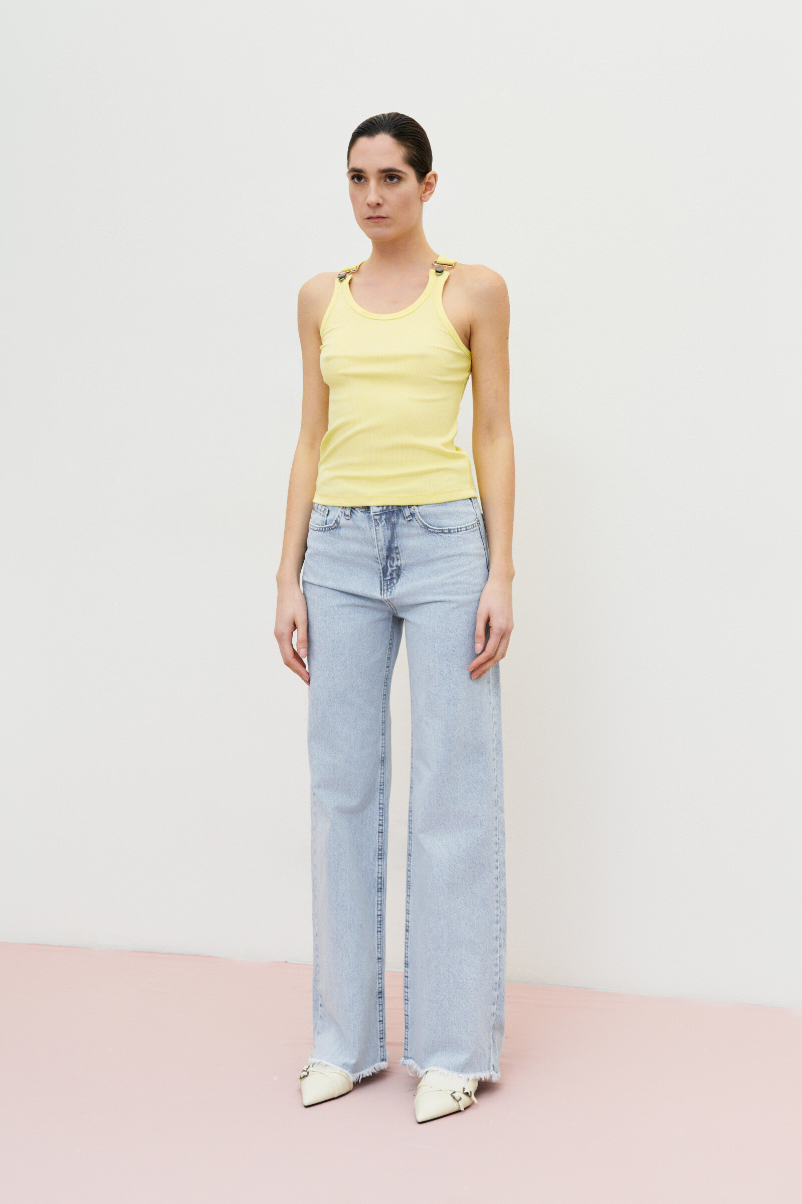 Wholesaler LUMINA - STRAIGHT DENIM JEANS WITH FRINGES