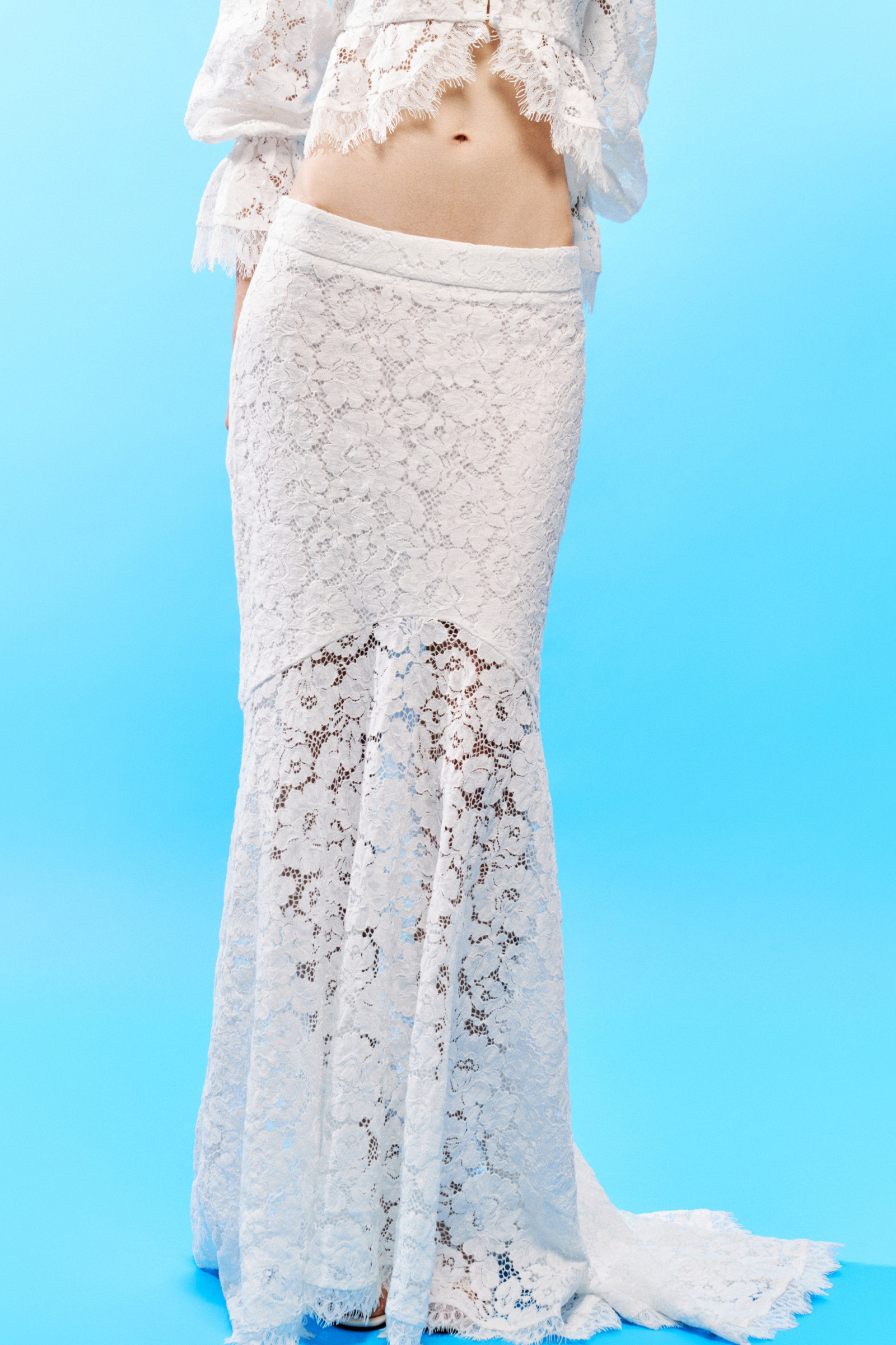 Wholesaler LUMINA - Long skirt in floral lace cotton blend