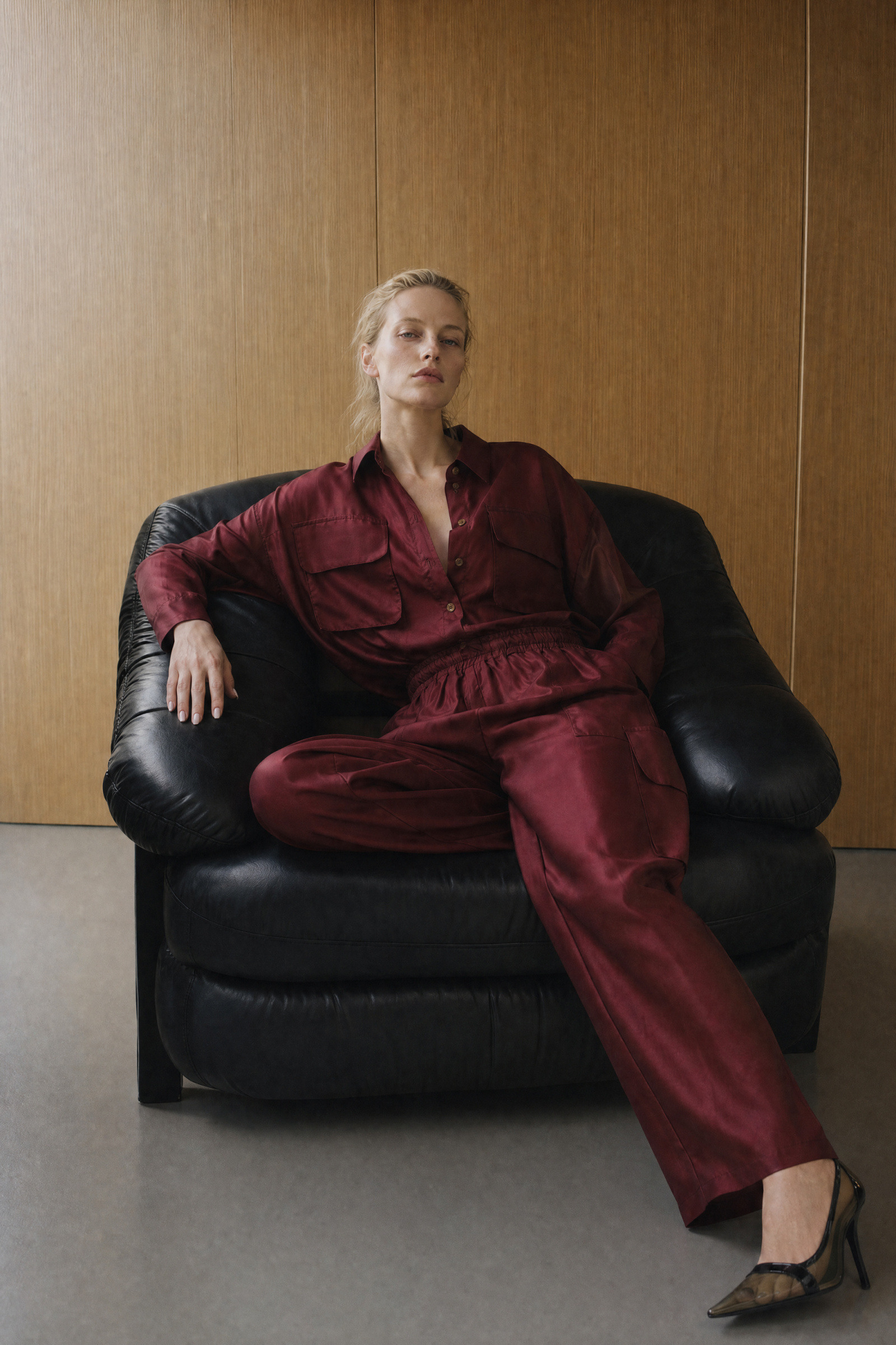Wholesaler LUMINA - Cargo pants in lightweight semi-transparent satin fabric