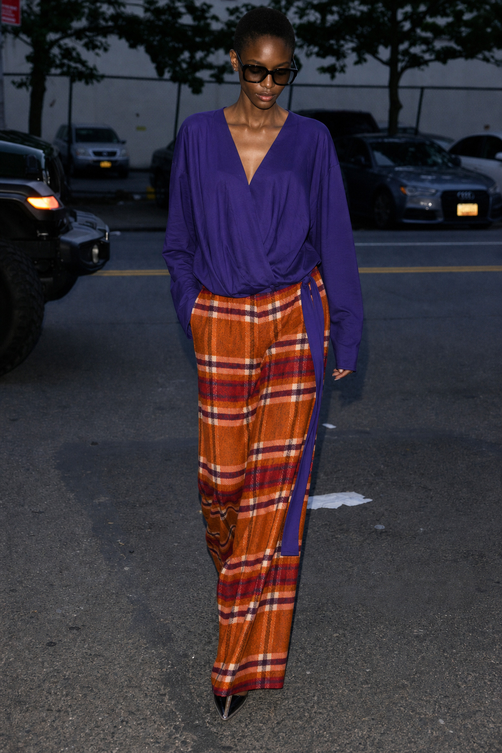 Grossiste LUMINA - Pantalon à jambes larges avec motif tartan intégral