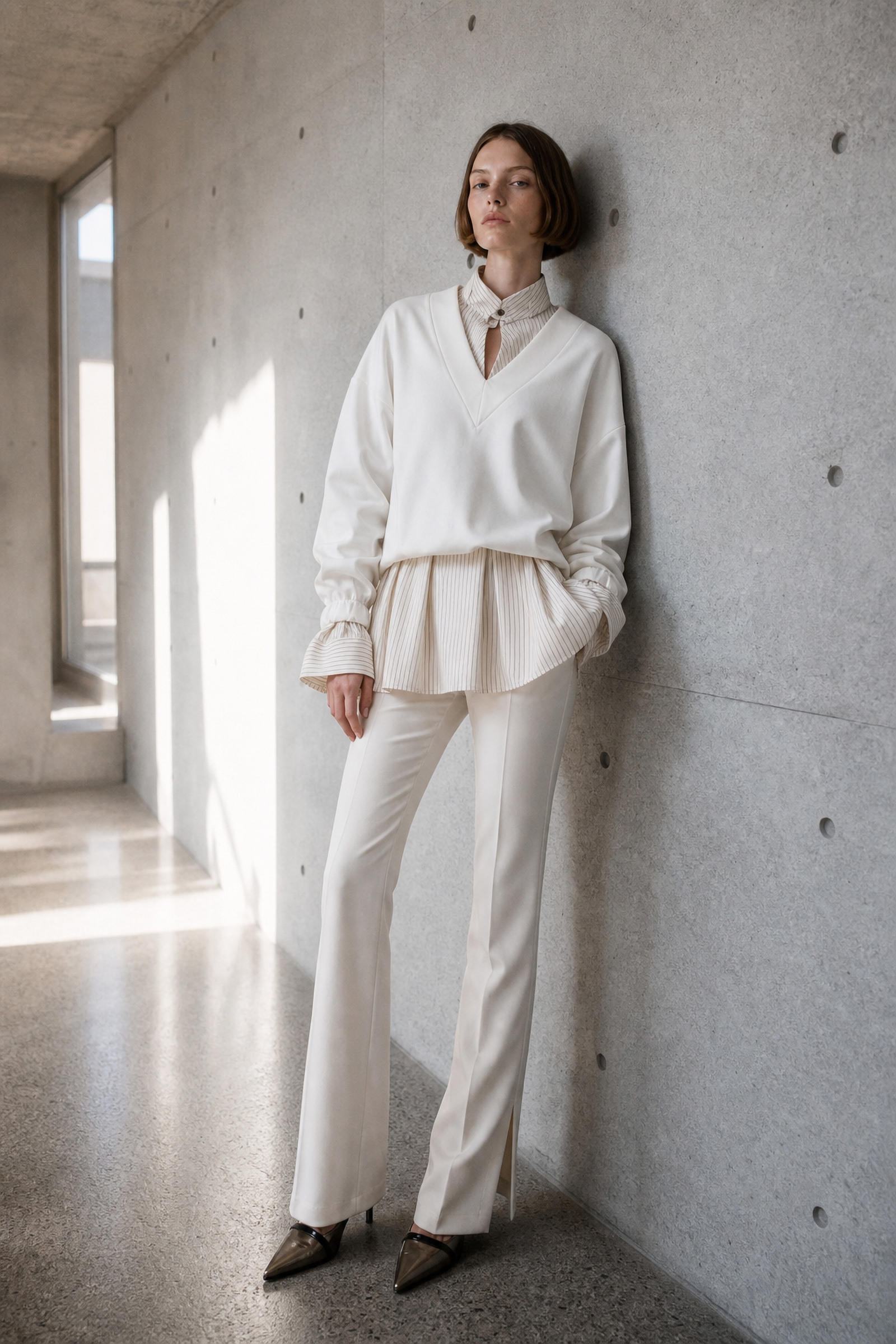 Grossiste LUMINA - Sweat-shirt avec un col en V large et profond à l'avant