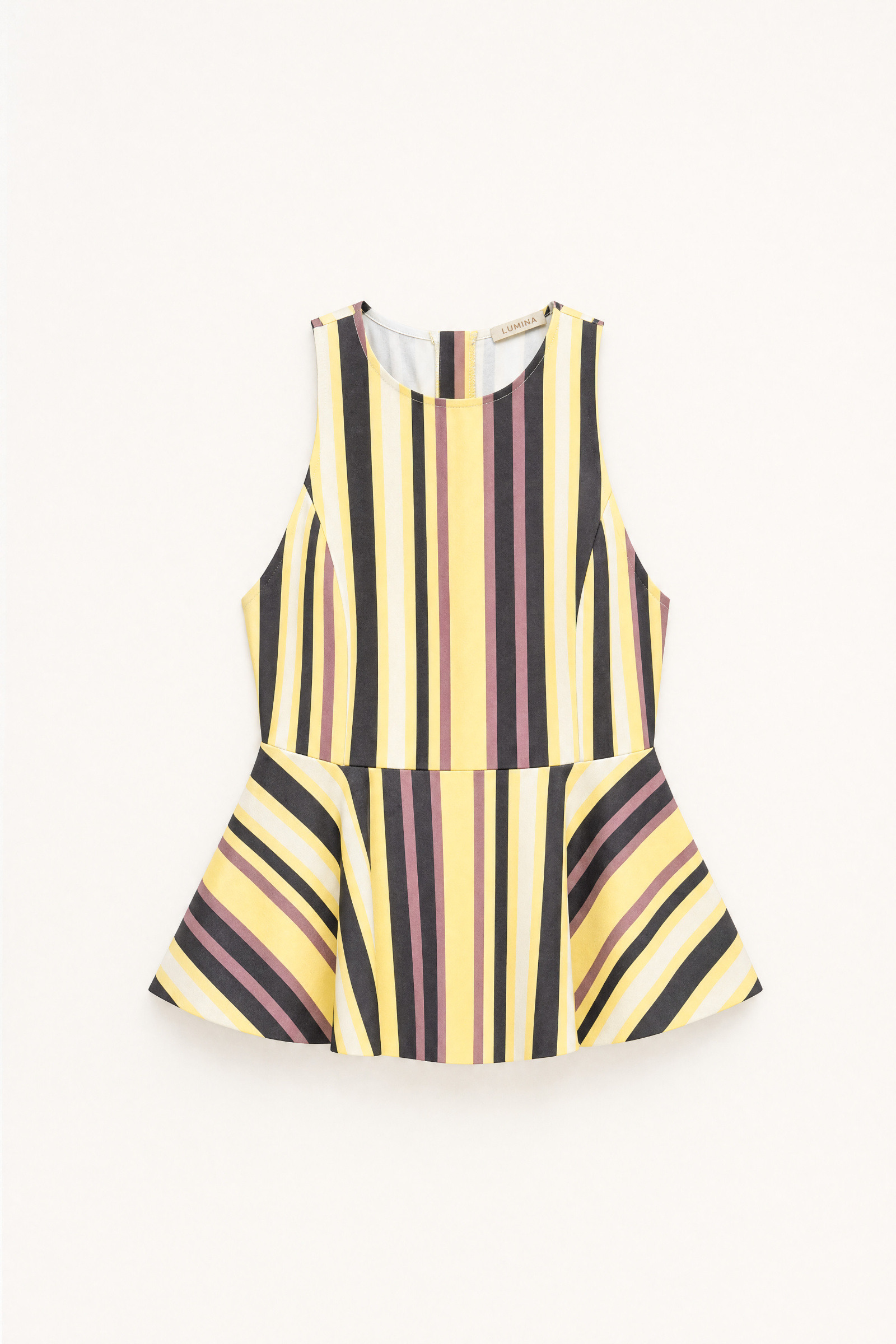 Mayorista LUMINA - Top de algodón texturizado con estampado de rayas multicolor