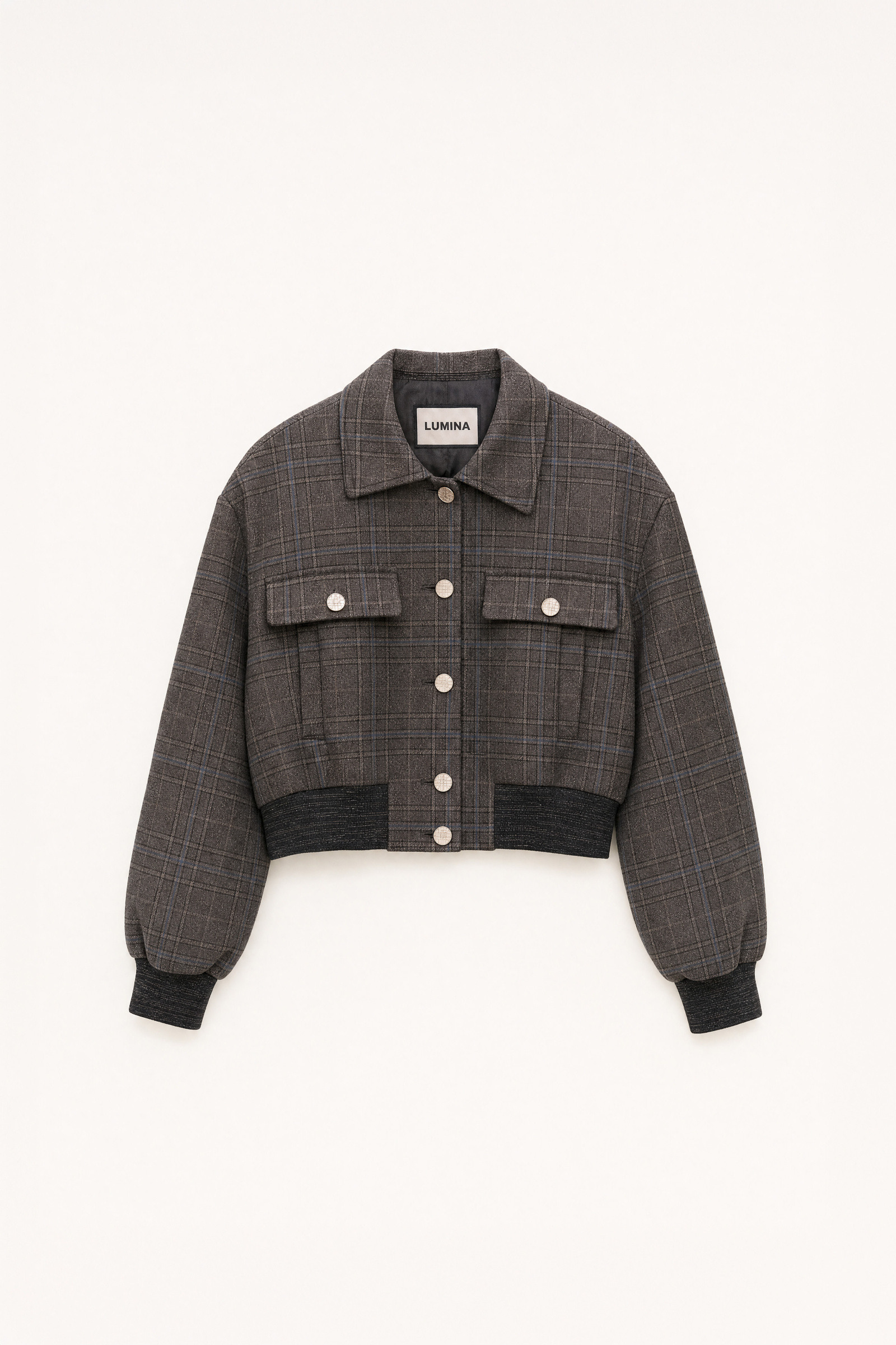 Grossiste LUMINA - Blouson en mélange de viscose à motif écossais