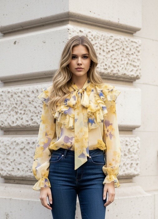Grossiste LUMINE - Blouse volantee en voile