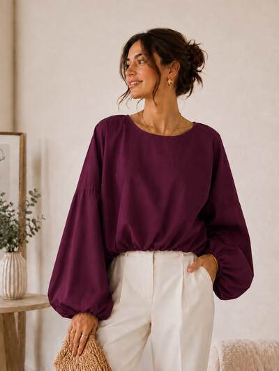 Grossiste LUMINE - Blouse coton manche ballon Grossiste LUMINE - Blouse coton manche ballon