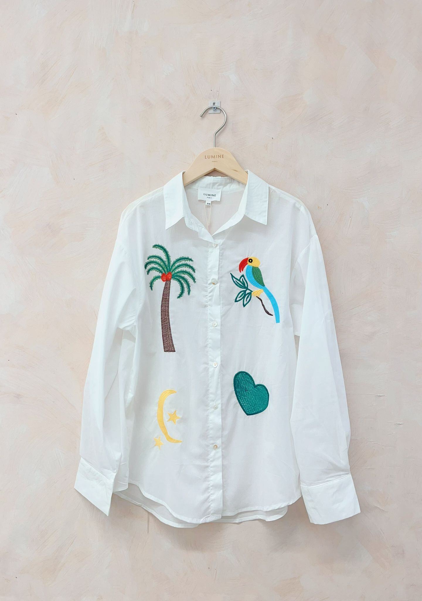 Grossiste LUMINE - Chemise brodée perroquet