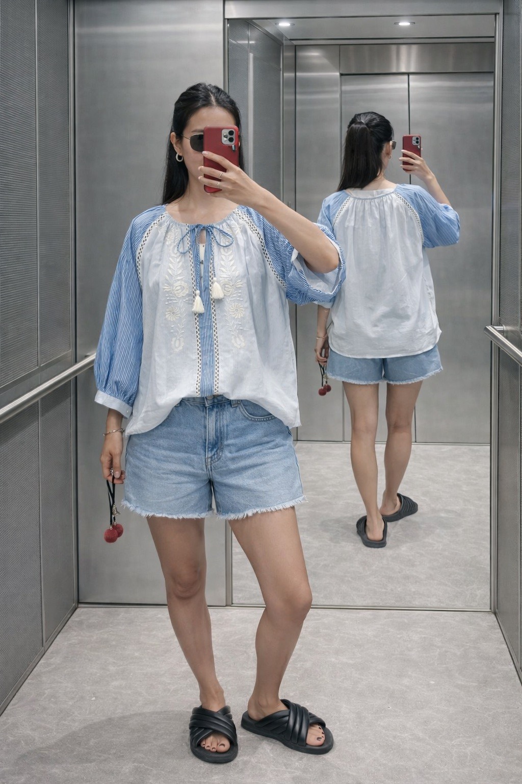Grossiste LUMINE - Chemise gaz de coton brodée fleur