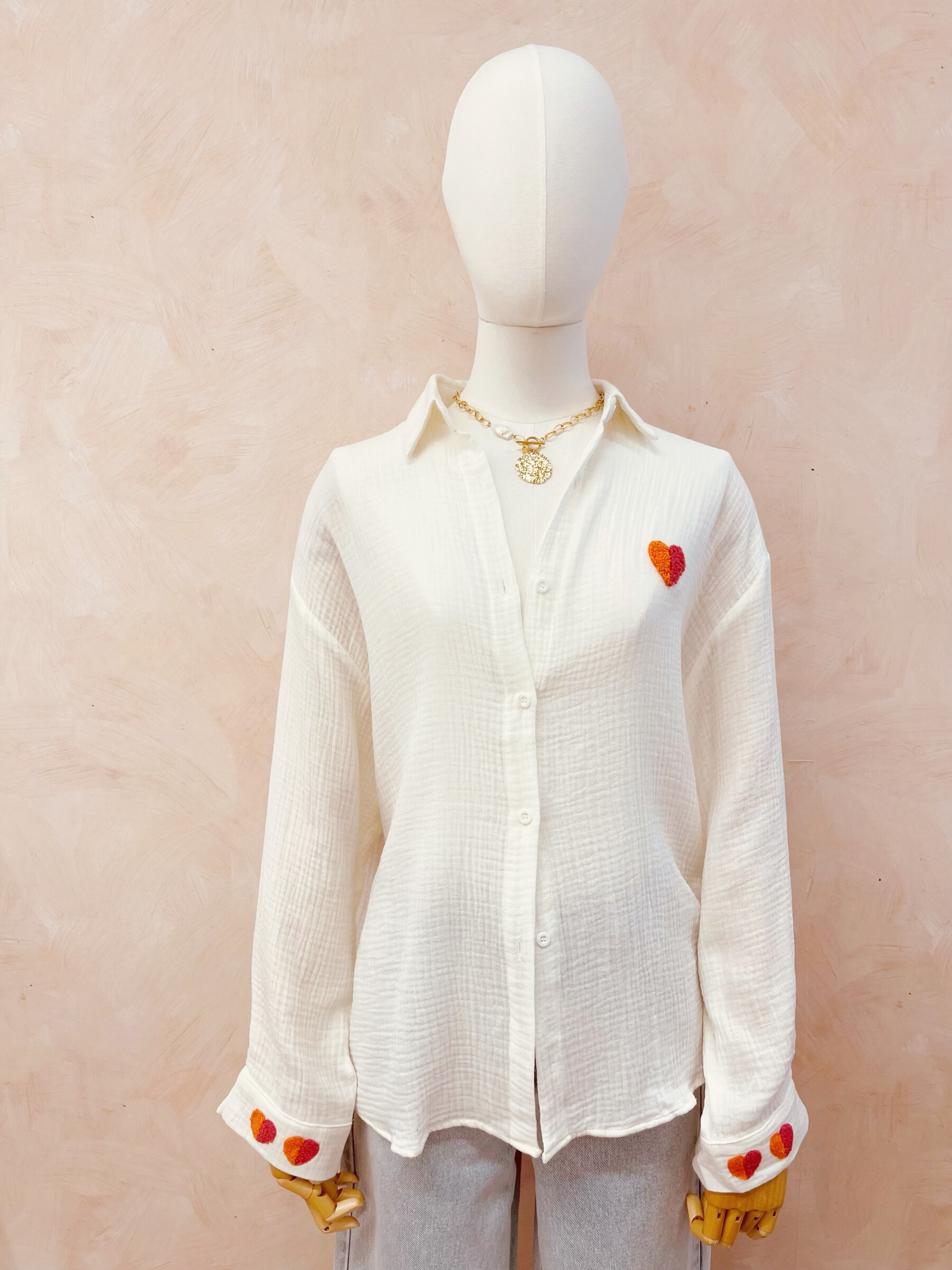 Wholesaler LUMINE - Oversize shirt in embroidered cotton gas