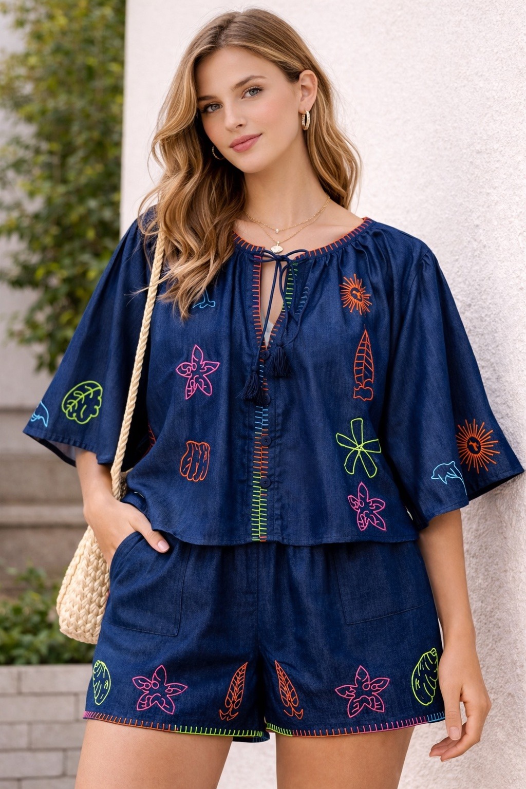 Grossiste LUMINE - Chemise coton brodée entièrement