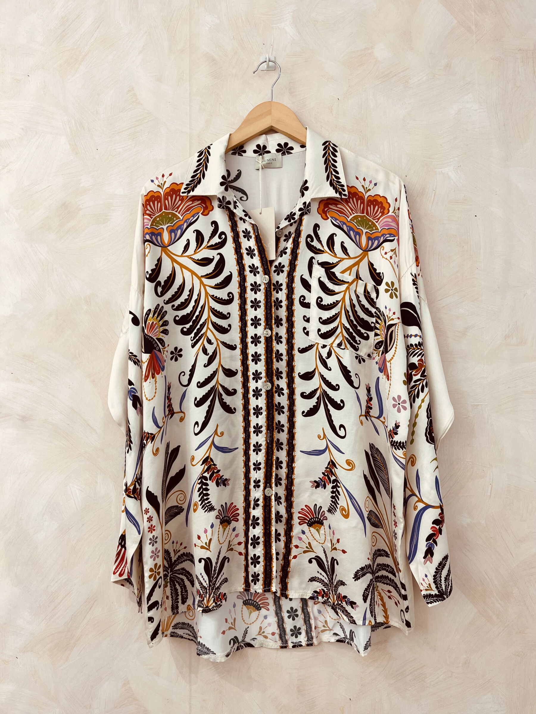 Grossiste LUMINE - Chemise imprimé en viscose et soie motif fleuri placé