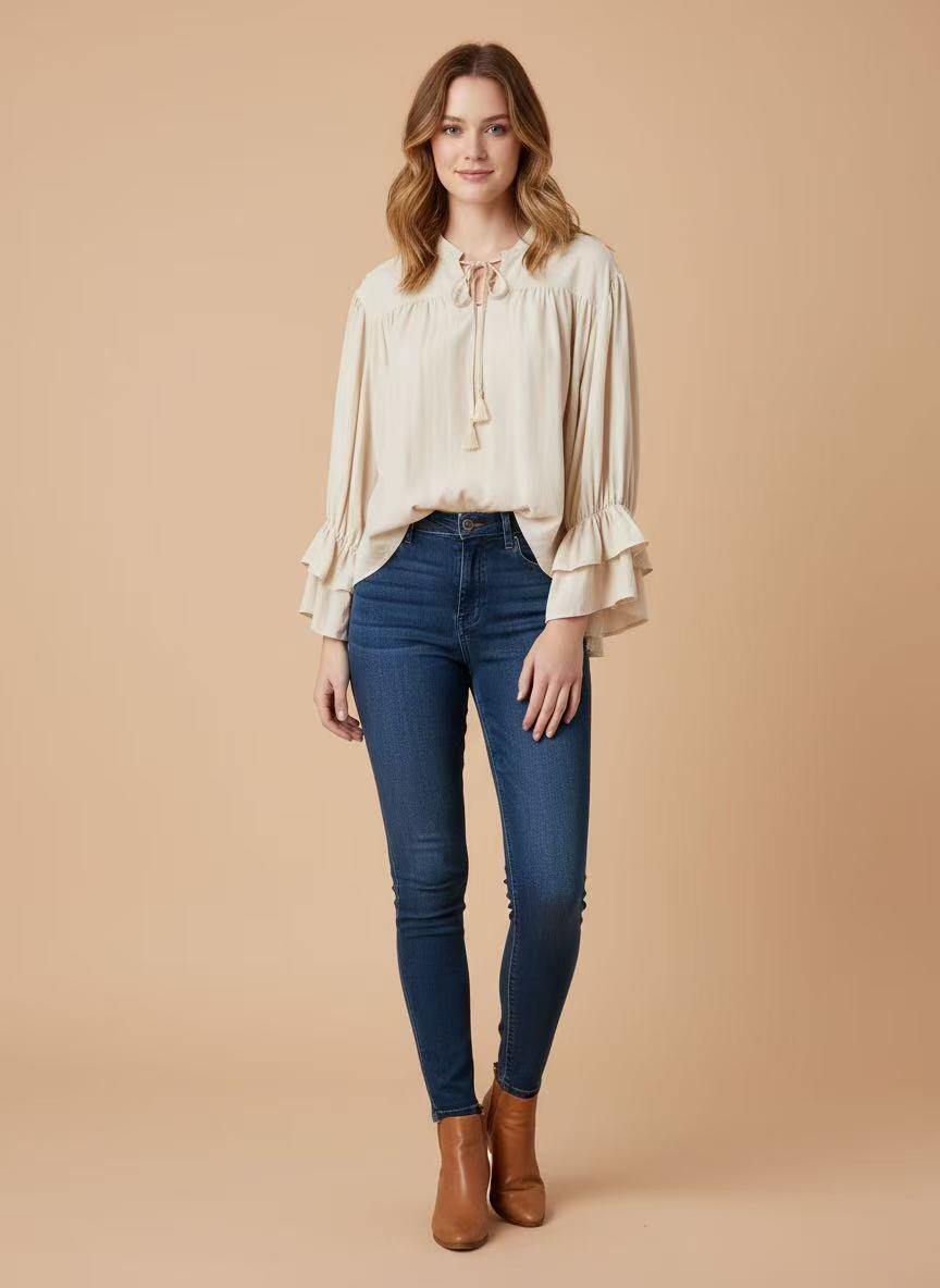 Grossiste LUMINE - Blouse manche froufrou