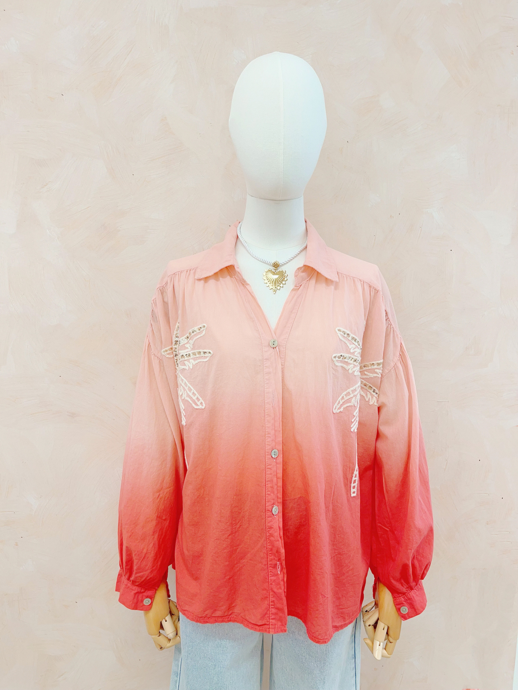 Grossiste LUMINE - Blouse tie and dye brodée