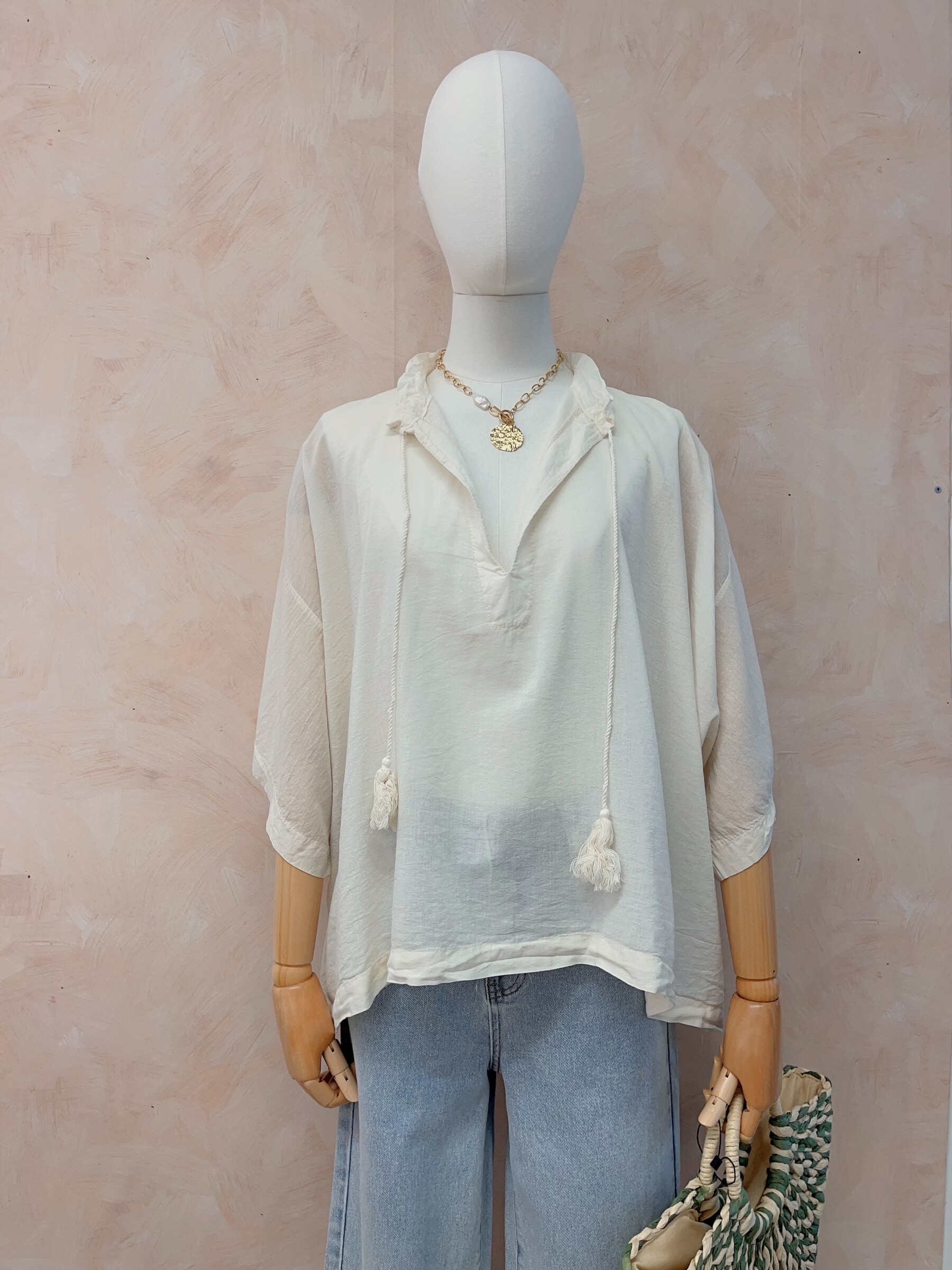 Wholesaler LUMINE - Cotton blouse viscose v -neck
