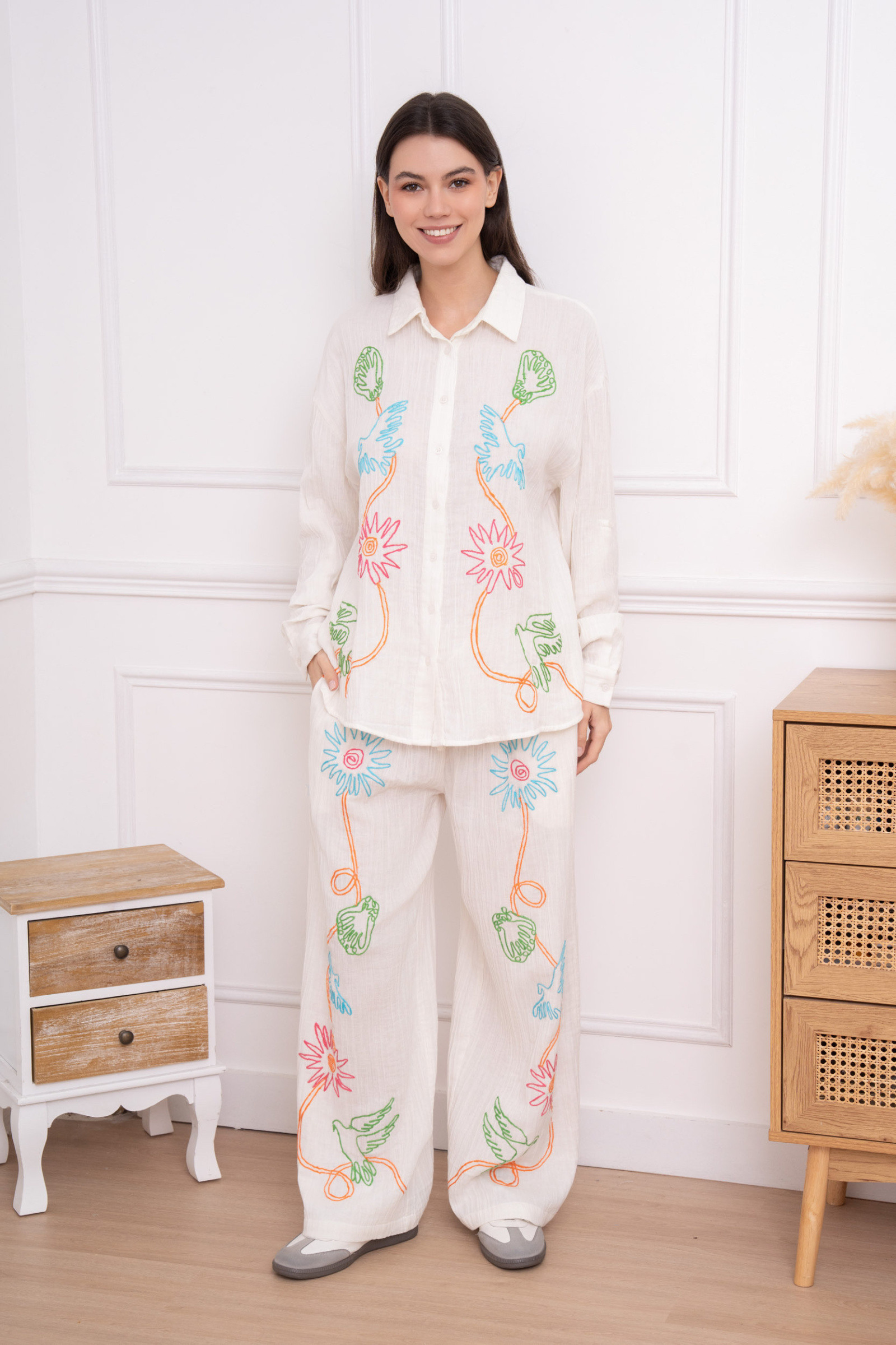 Grossiste LUMINE - Chemise double gaz brodée