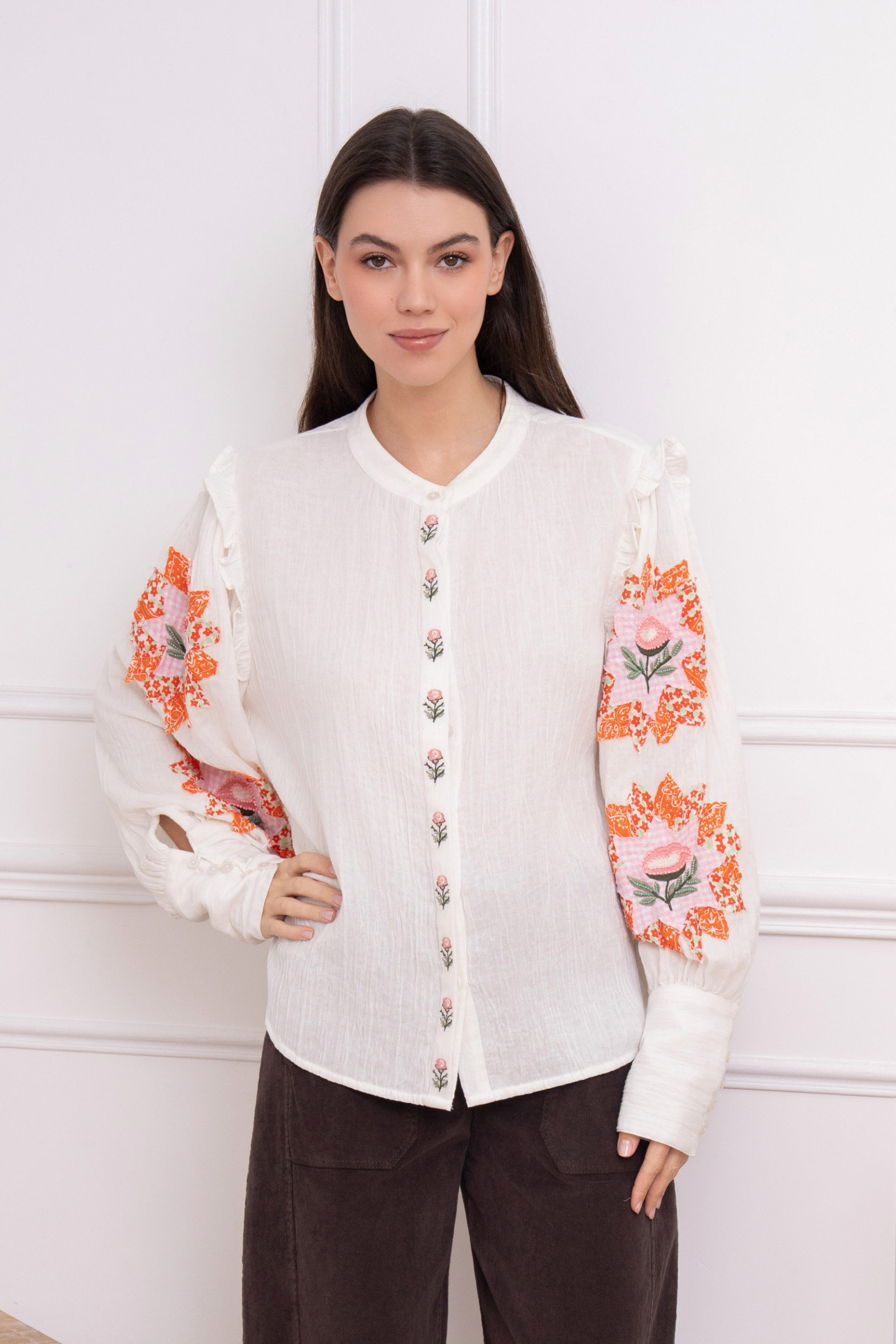 Grossiste LUMINE - Chemise double gaz brodée perle