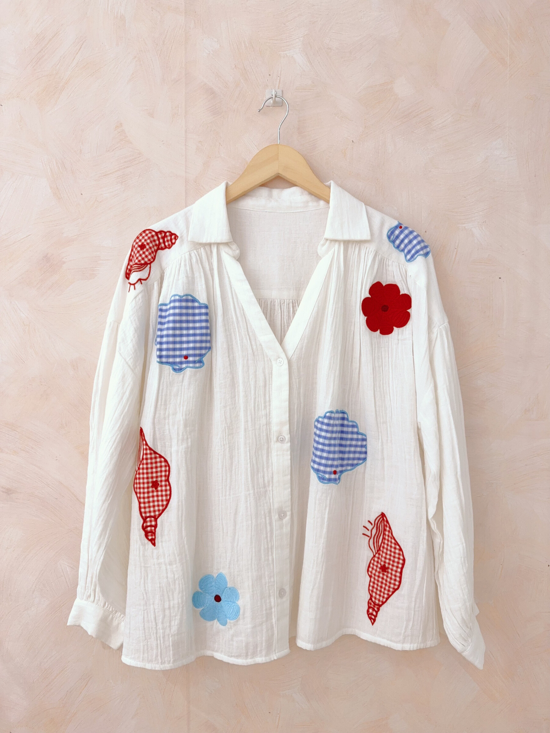 Grossiste LUMINE - Chemise en gaz de coton avec patch vichy