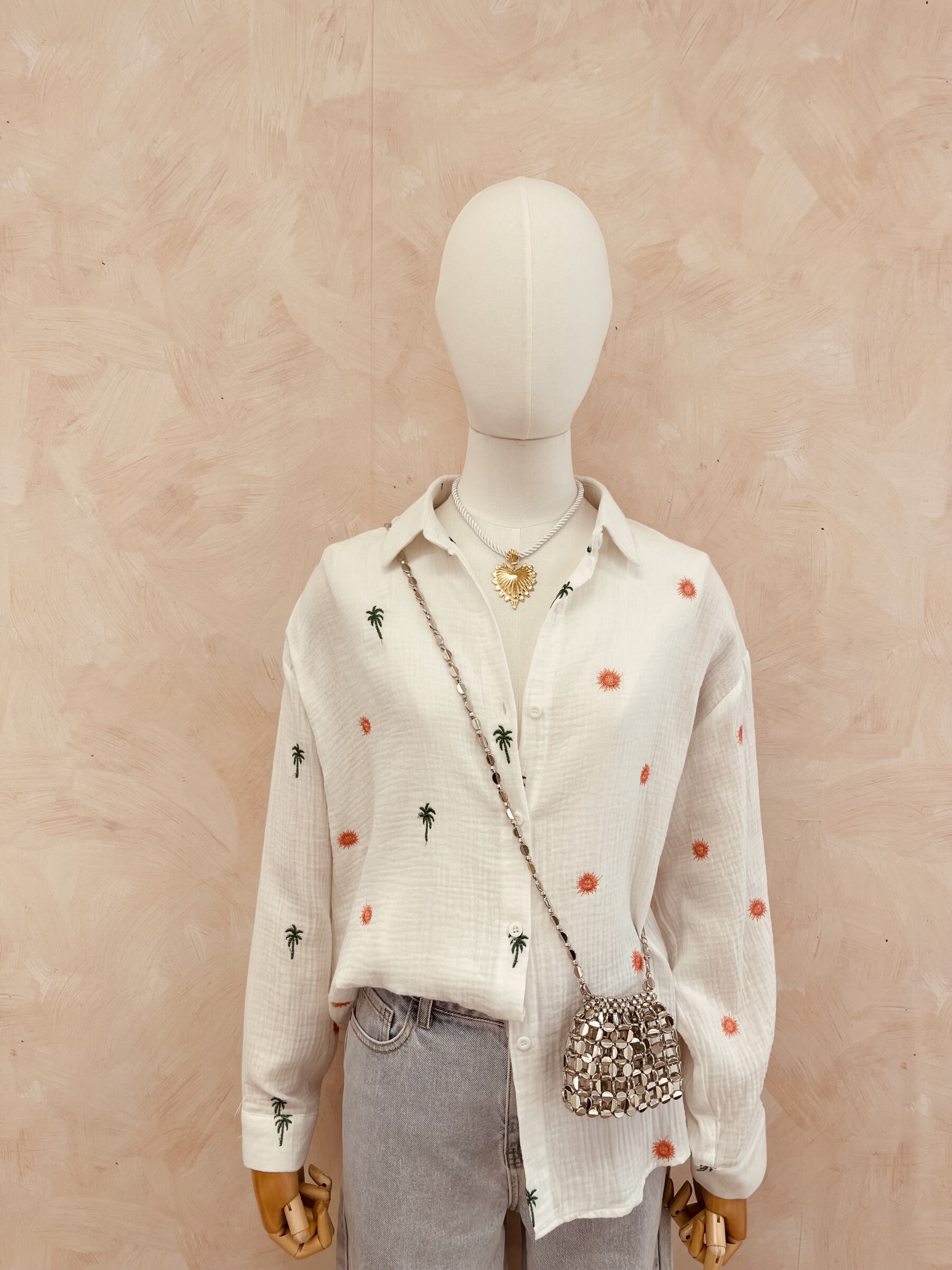 Wholesaler LUMINE - Cotton gas shirt embroidery sun palm