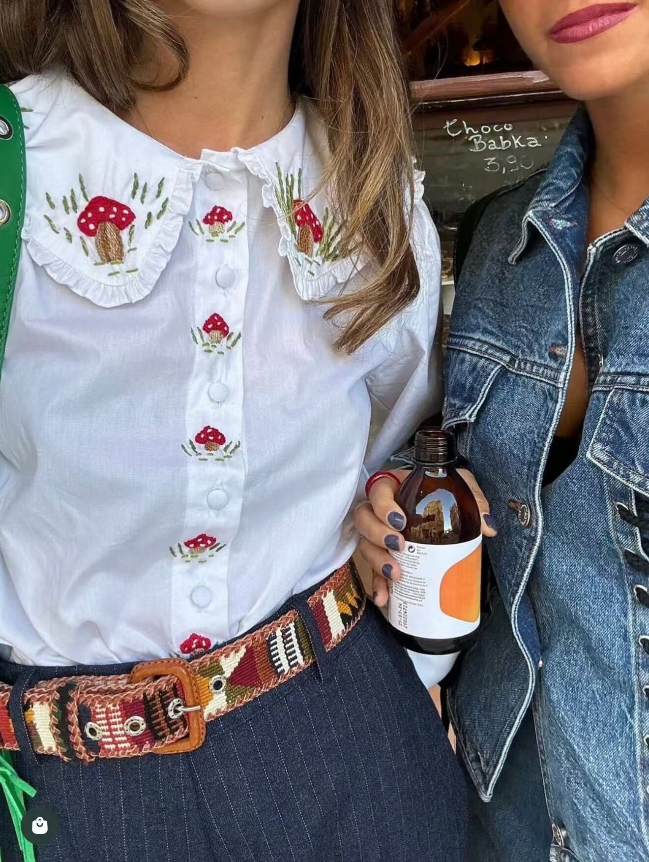 Grossiste LUMINE - Chemise brodé col champignon