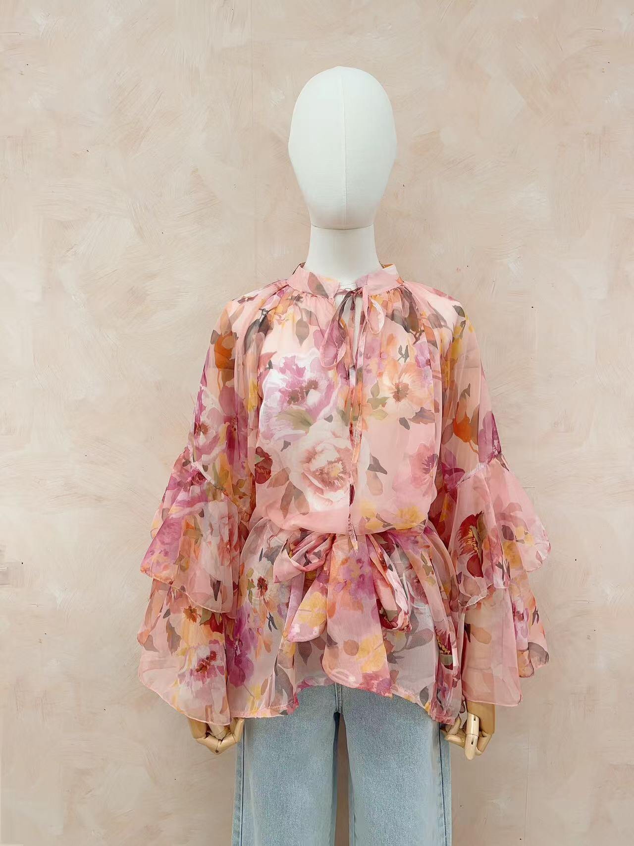 Grossiste LUMINE - Blouse en voile imprimé