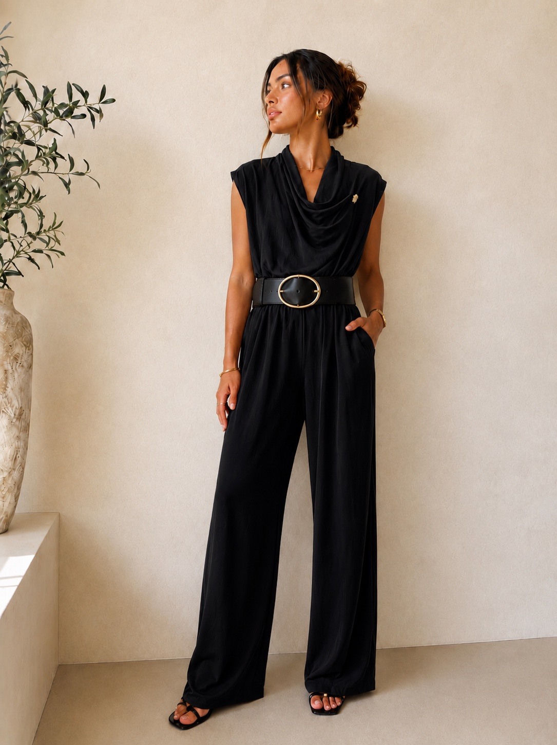 Grossiste LUMINE - Combinaison col drapé asymétrique