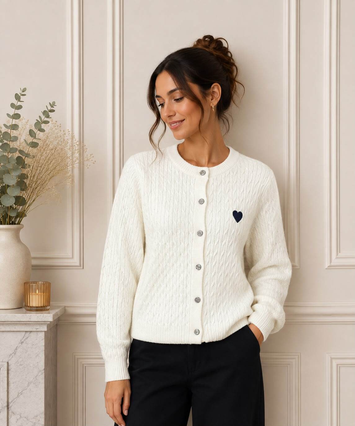 Grossiste LUMINE - Gilet en viscose coton avec coeur