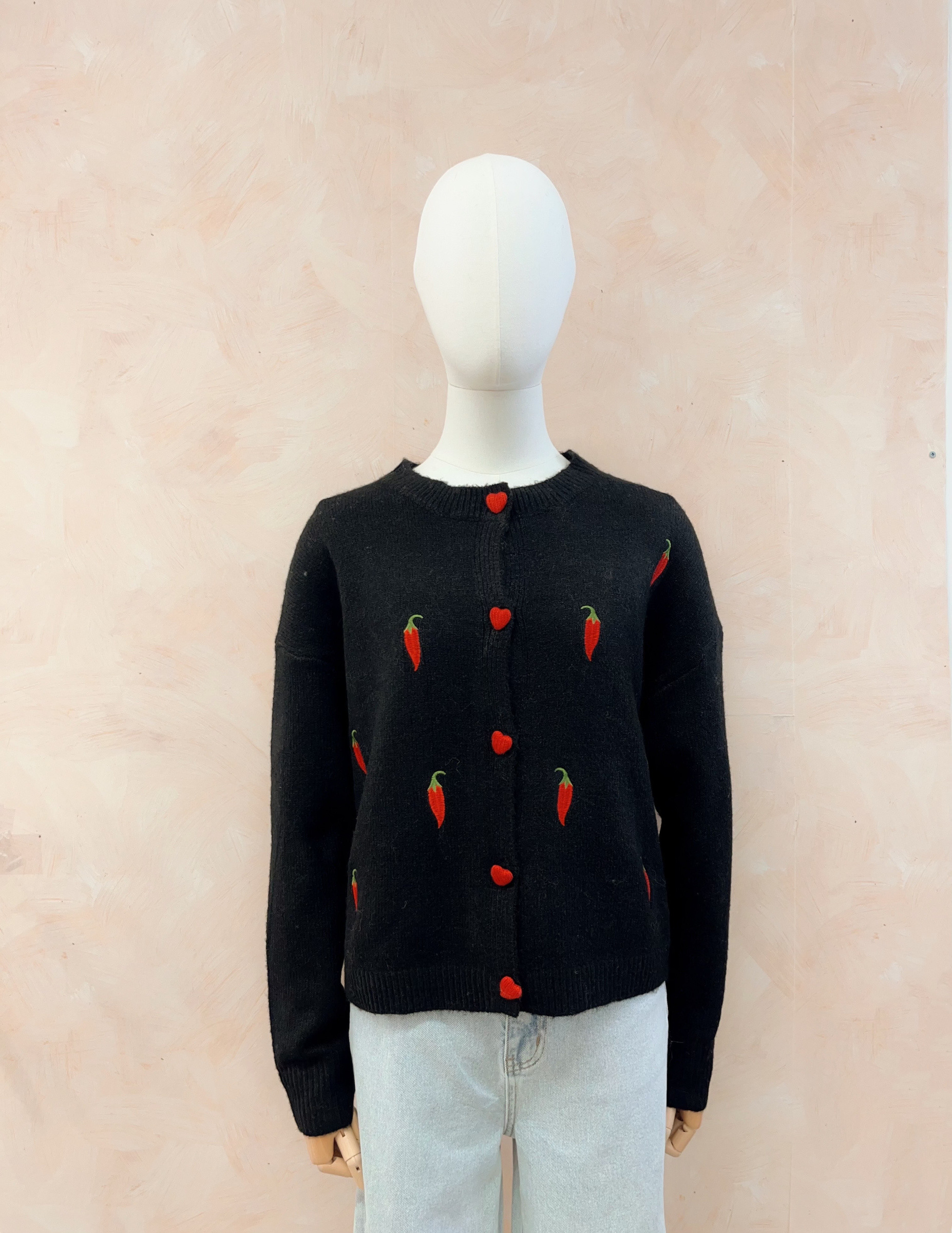 Grossiste LUMINE - Gilet en alpaga brodé piment