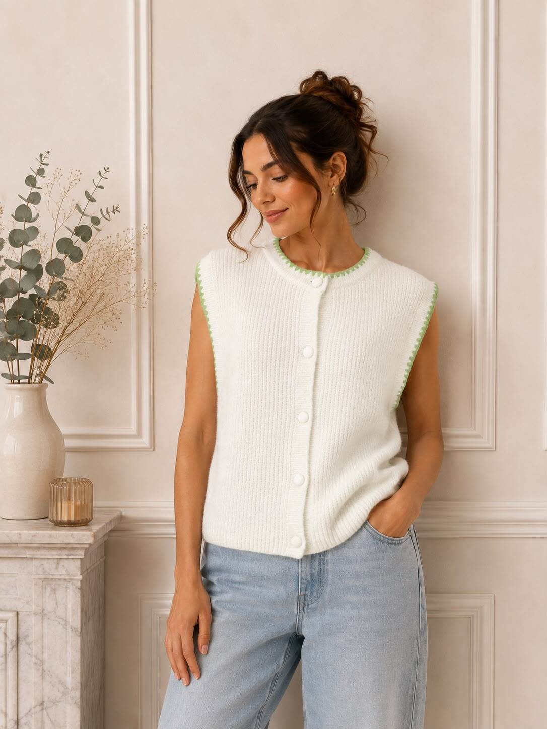Wholesaler LUMINE - Sleeveless top with decorative stitching