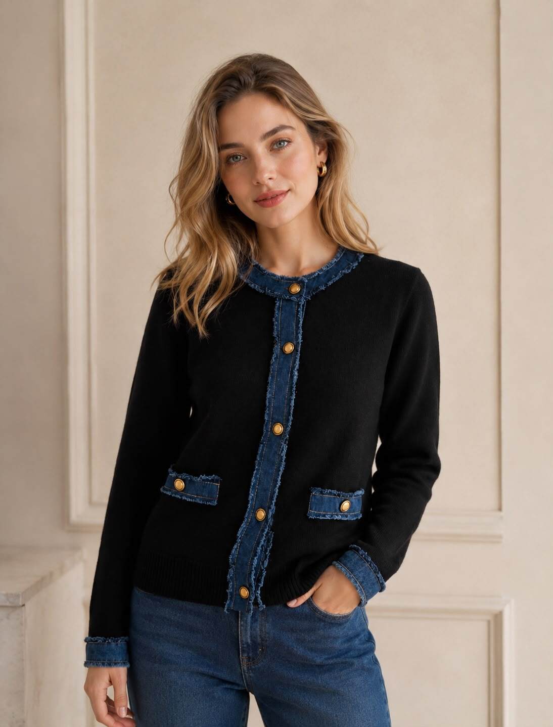 Wholesaler LUMINE - Denim-trimmed vest