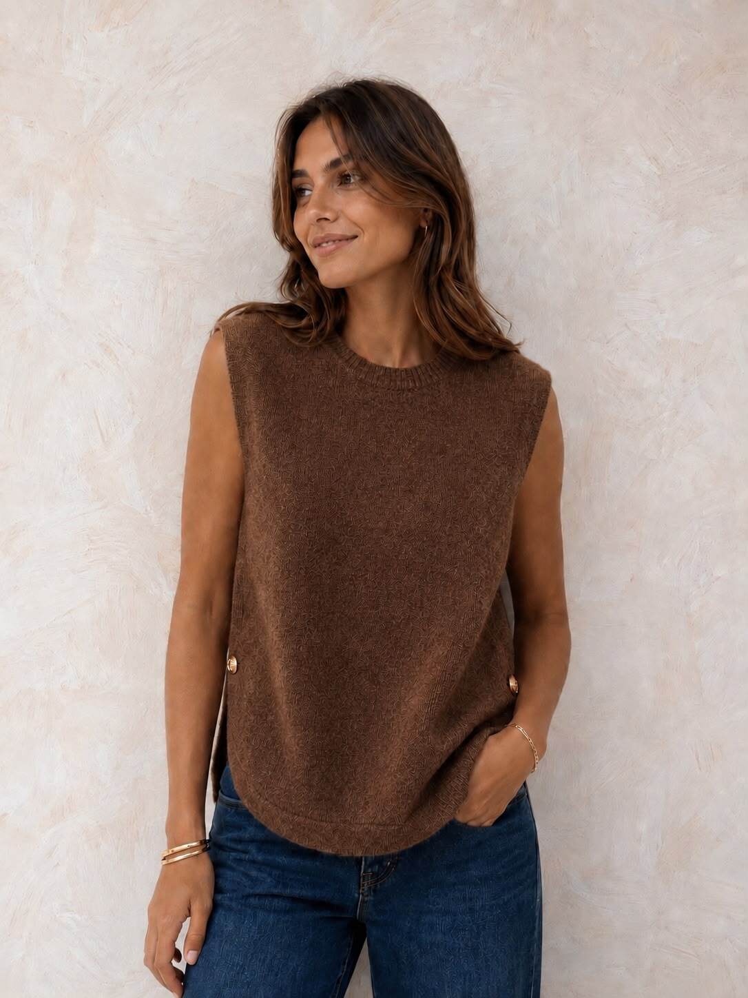 Grossiste LUMINE - Gilet bouton sur le cote