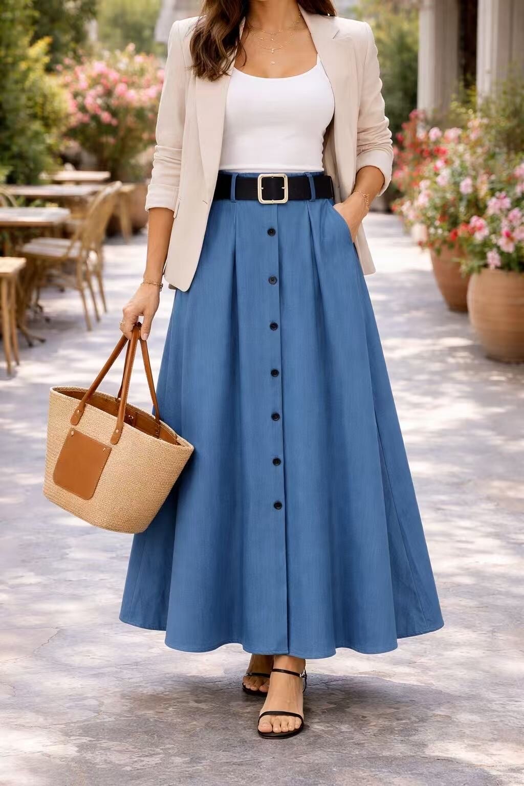 Grossiste LUMINE - Jupe longue ceinture