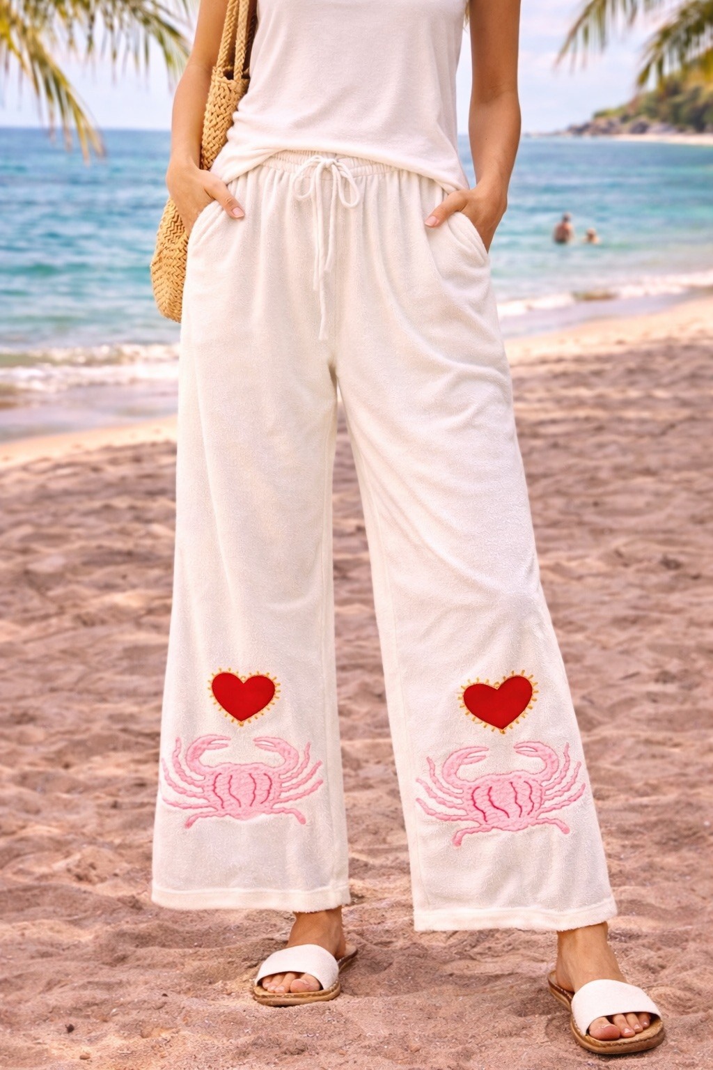 Grossiste LUMINE - Pantalon coton brodé crabe éponge