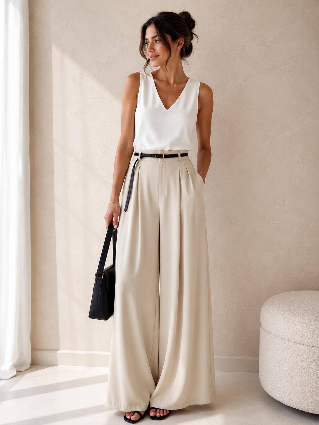Grossiste LUMINE - Pantalon betul à pince avec ceinture