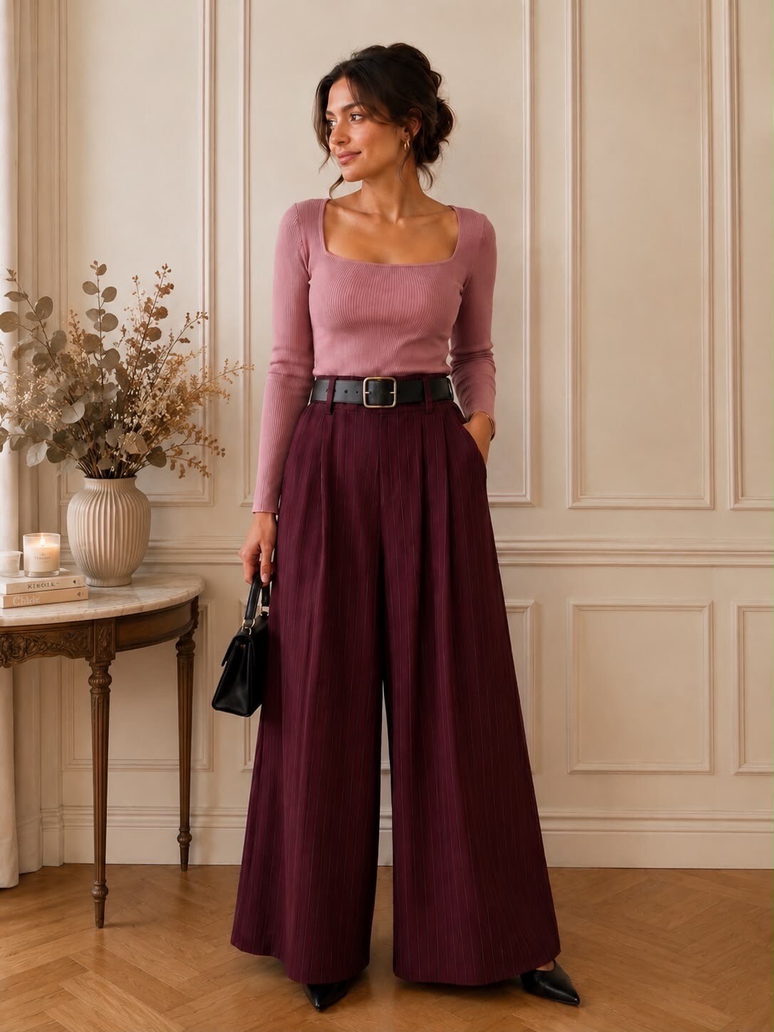 Grossista LUMINE - Pantaloni a righe con cintura