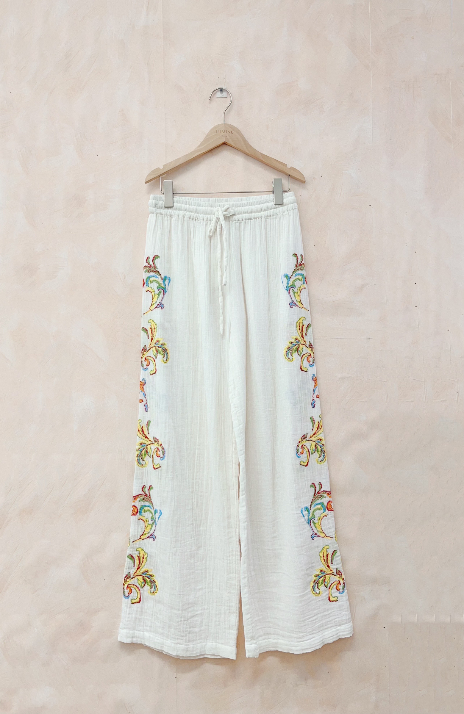 Grossiste LUMINE - Pantalon double gaz brodé