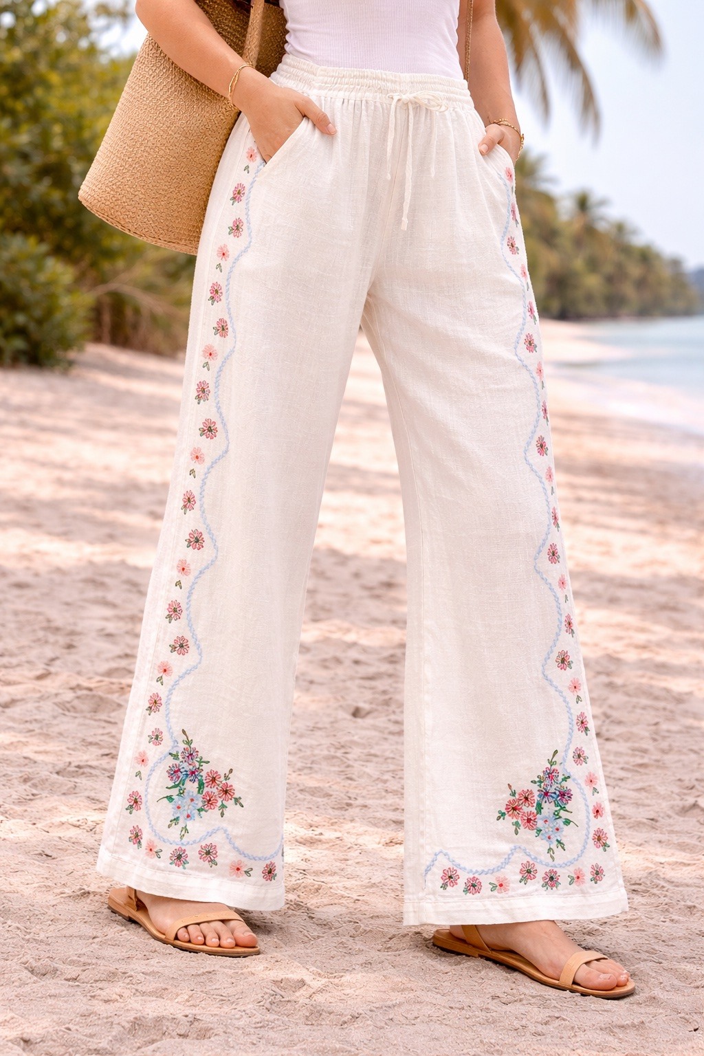 Grossiste LUMINE - Pantalon brodé