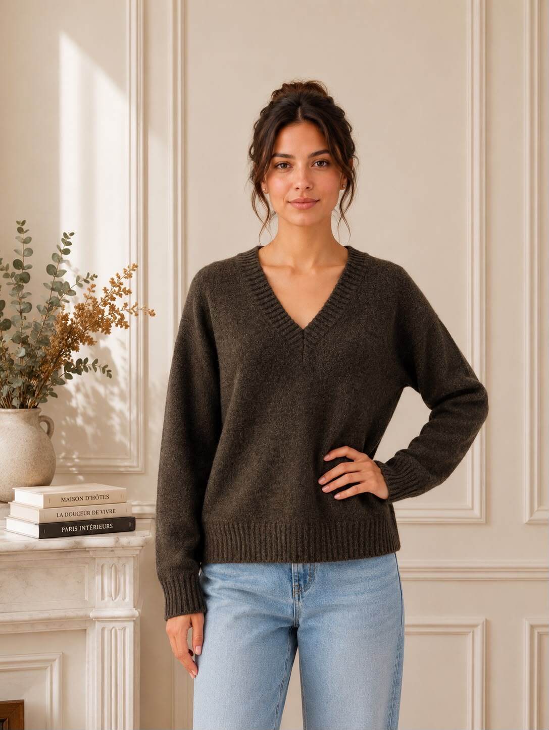 Grossiste LUMINE - Pull col v alpaga